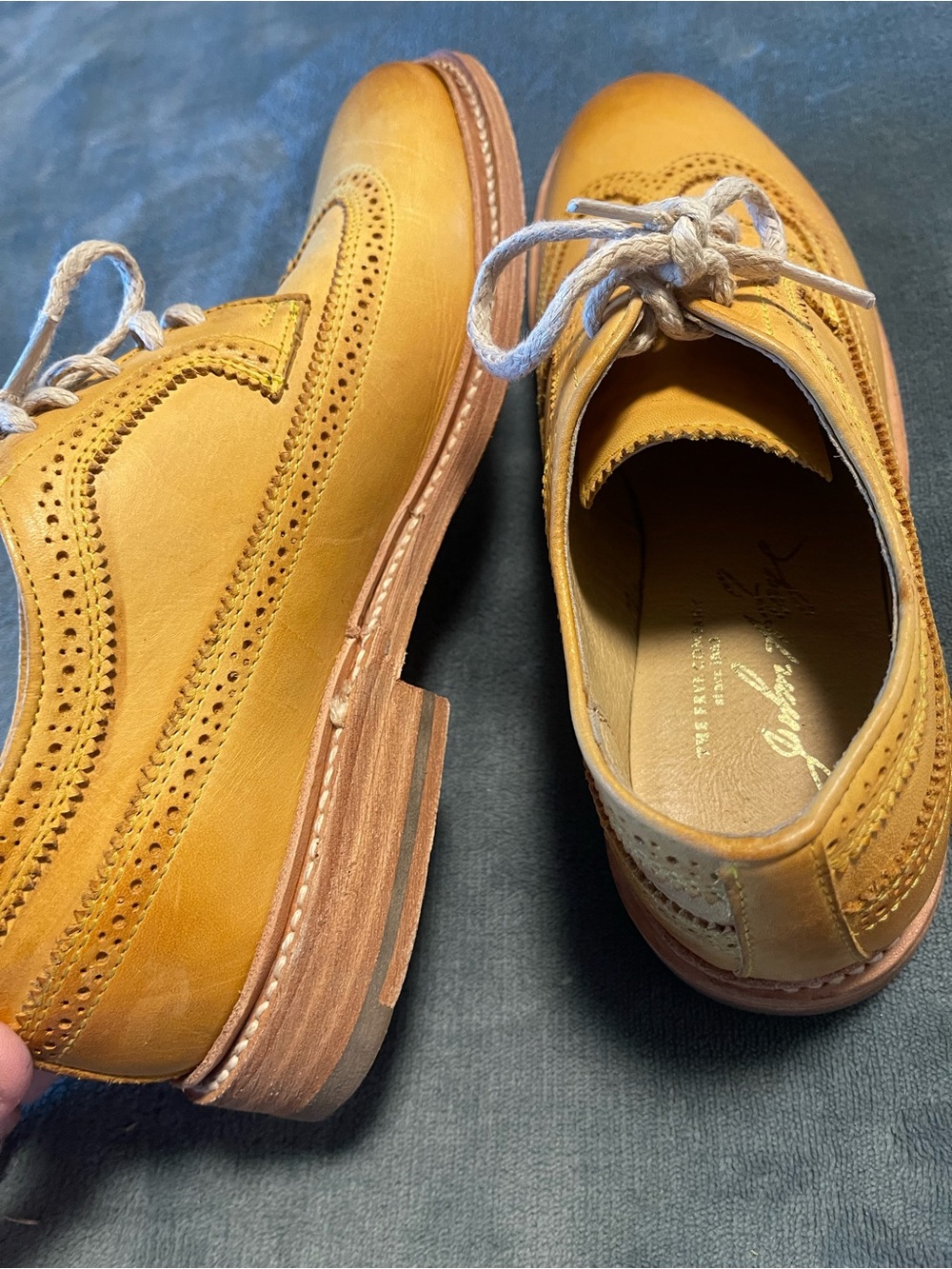 Frye 74627 James Wingtip Oxford, Leather Upper/Lining/Sole, Yellow Size 8.5B - Picture 7 of 10